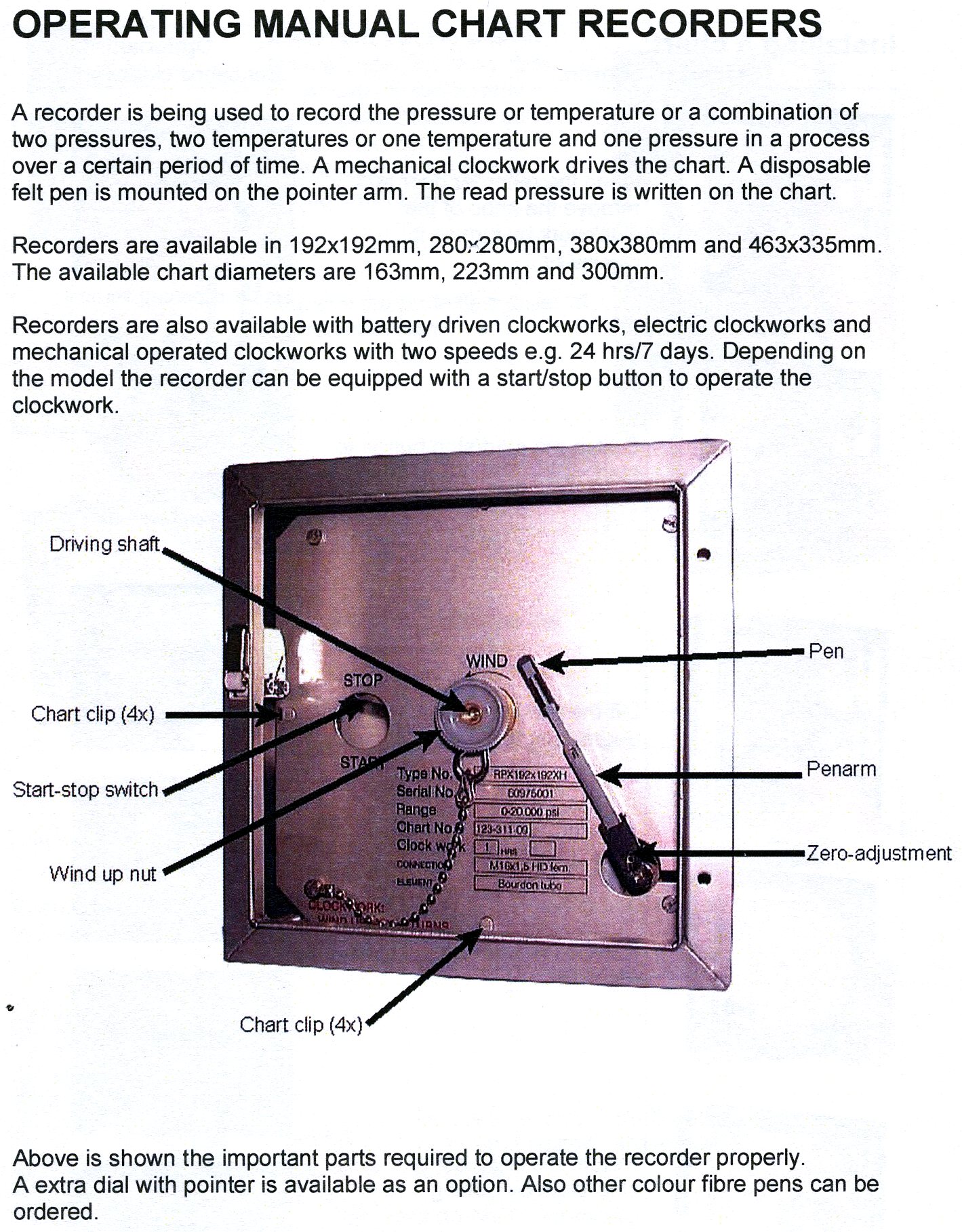 Chart Recorder Parts