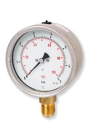 DIN Style Pressure Gauge - 100mm & 160mm Stainless Steel Case - Bayonet Lock Bezel