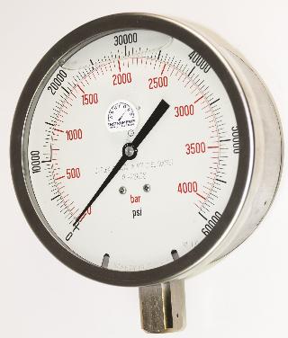 160mm High Pressure Gauge - Ranges To 60000 PSI / 4000 Bar