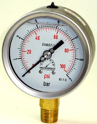 MX Series Pressure Gauge -100mm Stainless Steel Case Bourdon Tube Design