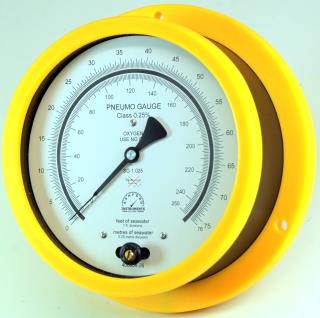 Surface Mount Plastic Case Pneumo Depth Gauge - Red, Yellow & Green Bezels