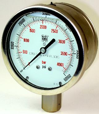 100mm High Pressure Gauge - Ranges To 60000 PSI / 4000 Bar