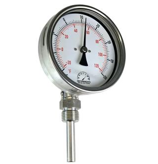 100mm Stainless Steel HVAC Bimetal Thermometer - Type 14